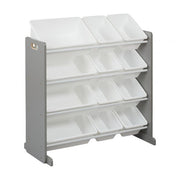 4-Tier Storage Organizer with 12 Bins - Grey/White