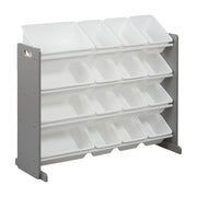 4-Tier Storage Organizer with 16 Bins - Grey/White