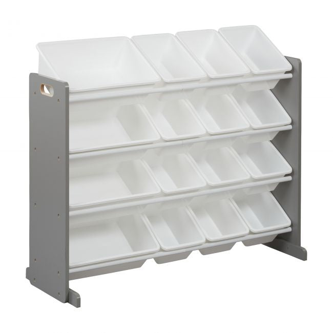 4-Tier Storage Organizer with 16 Bins - Grey/White