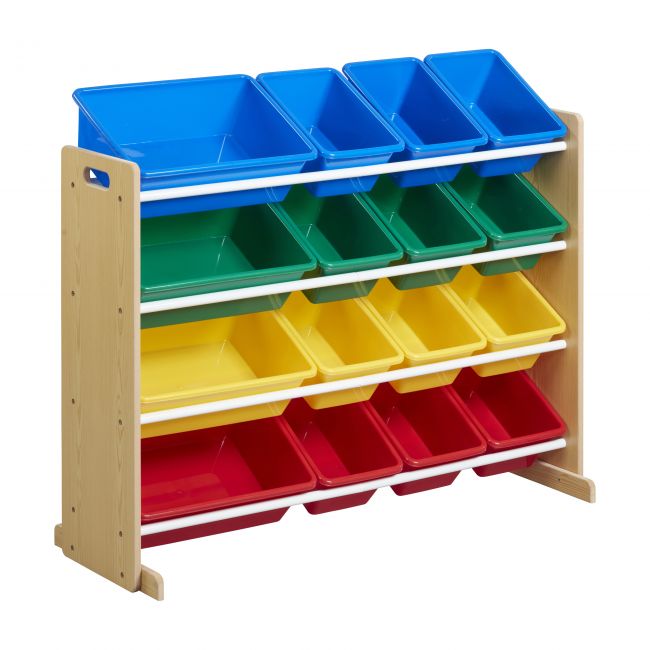 4-Tier Storage Organizer with 16 Bins - Natural/Primary