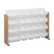 4-Tier Storage Organizer with 20 Bins - Dark Natural/White