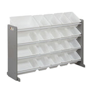4-Tier Storage Organizer with 20 Bins - Grey/White