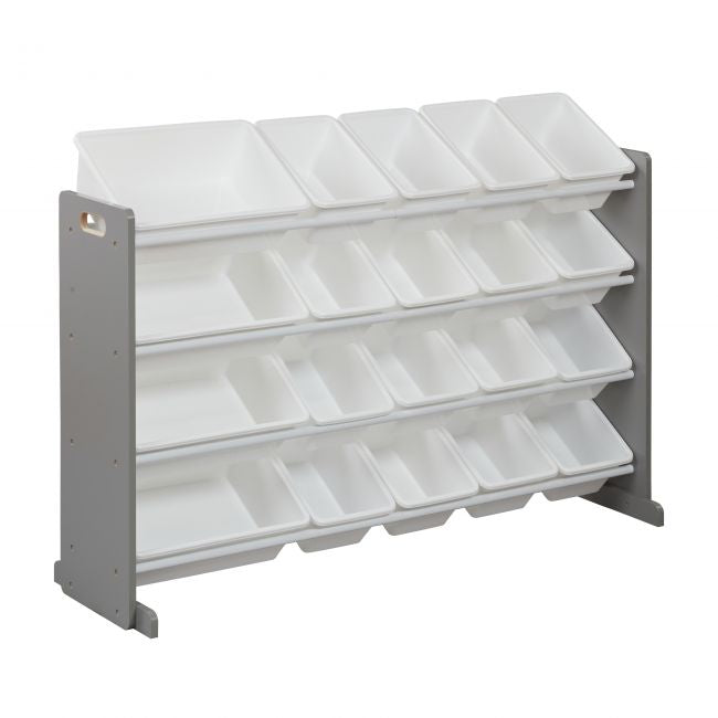 4-Tier Storage Organizer with 20 Bins - Grey/White