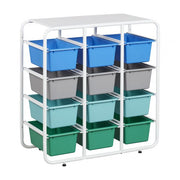 4-Tier Storage Rack with 12 Cubby Bins 4x3 - Contemporary