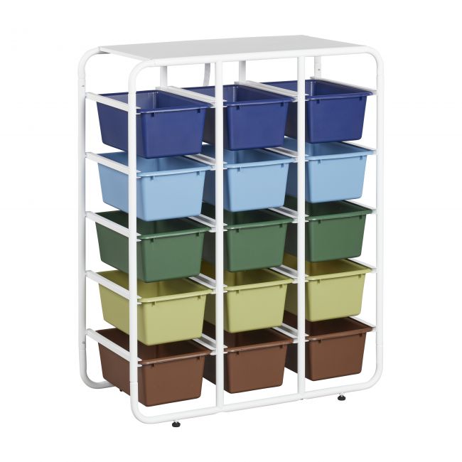 5-Tier Storage Rack with 15 Cubby Bins 5x3 - Earthtone