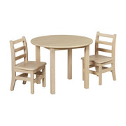 30in Round Hardwood Table with 22in Legs and Two 12in Chairs - Antique White