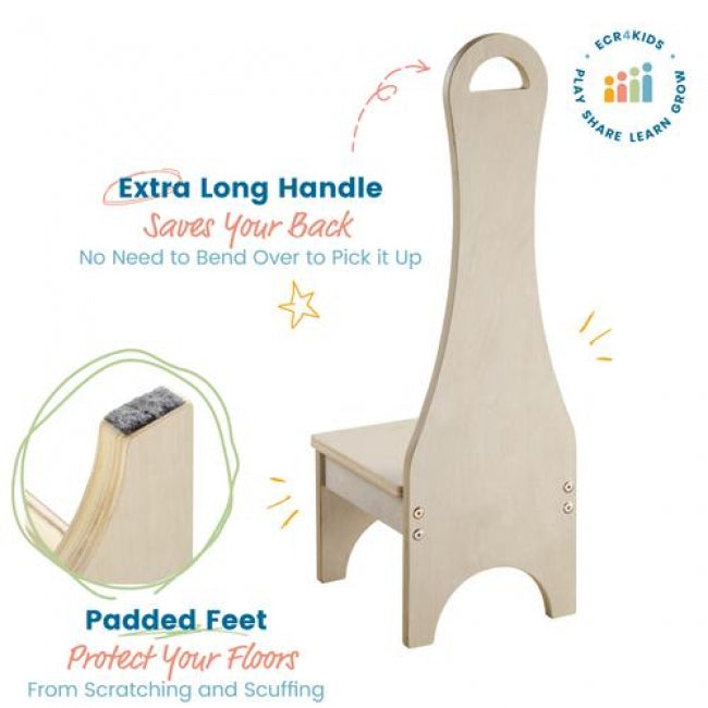 Stepstool with Long Handle - Natural