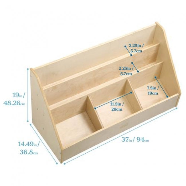 5-Compartment Easy to Reach Book Display - Natural