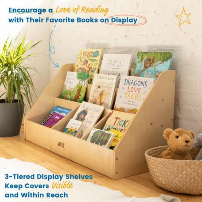 5-Compartment Easy to Reach Book Display - Natural