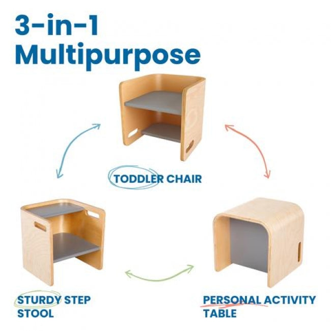 Bentwood Multipurpose Cube Chair - Natural/Grey