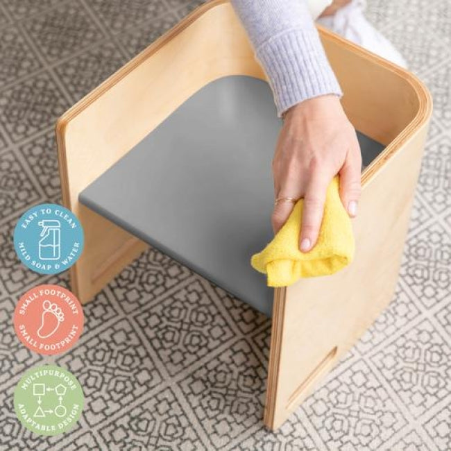 Bentwood Multipurpose Cube Chair - Natural/Grey