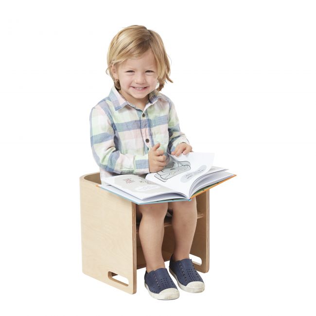 Bentwood Multipurpose Cube Chair - Natural/Grey
