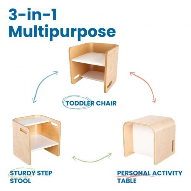Bentwood Multipurpose Cube Chair - Natural/White