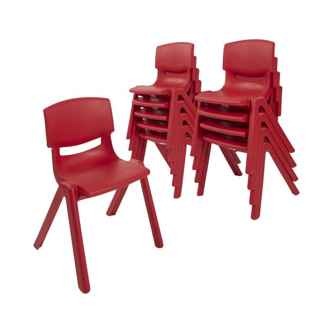 12in Plastic School Stack Chair 10-Pack - Red
