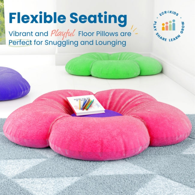 SoftZone Flower Floor Pillow - Bright Pink