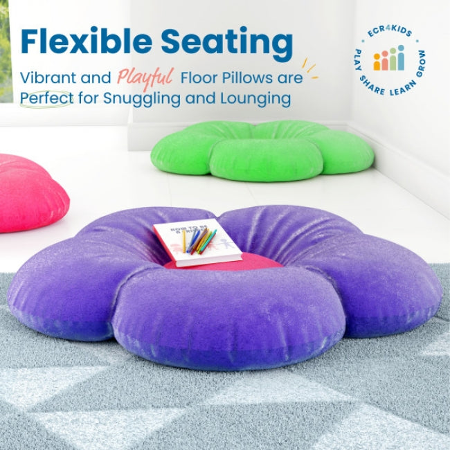 SoftZone Flower Floor Pillow - Bright Purple