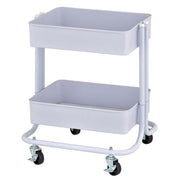 2-Tier Metal Rolling Utility Cart - White