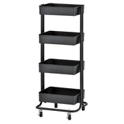 4-Tier Metal Rolling Utility Cart - Black