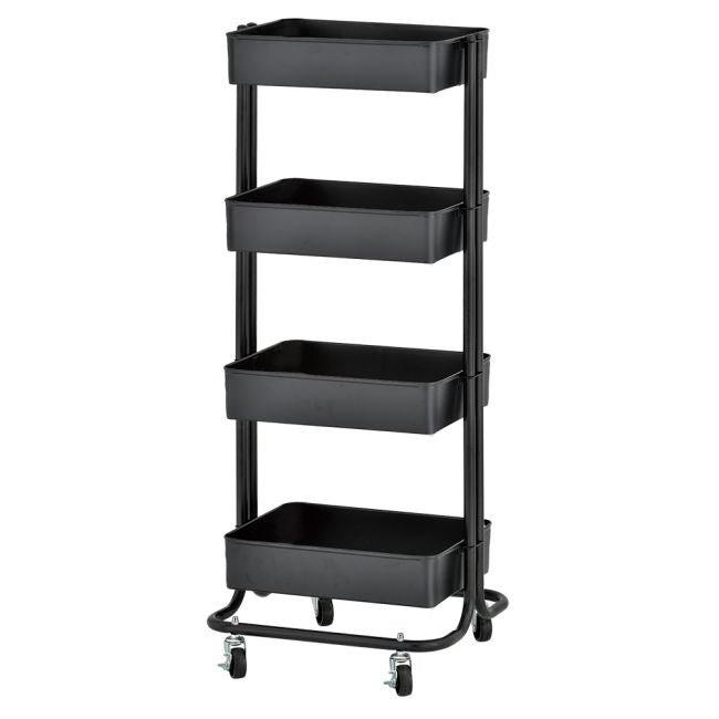 4-Tier Metal Rolling Utility Cart - Black