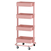 4-Tier Metal Rolling Utility Cart - Pink