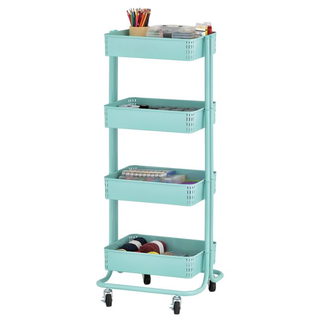 4-Tier Metal Rolling Utility Cart - Teal