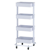 4-Tier Metal Rolling Utility Cart - White