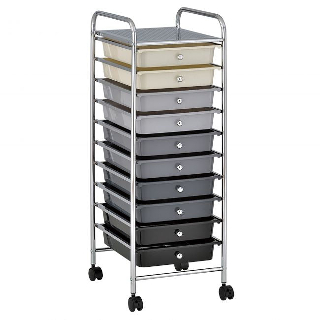 10-Drawer Rolling Storage Cart - Greyscale