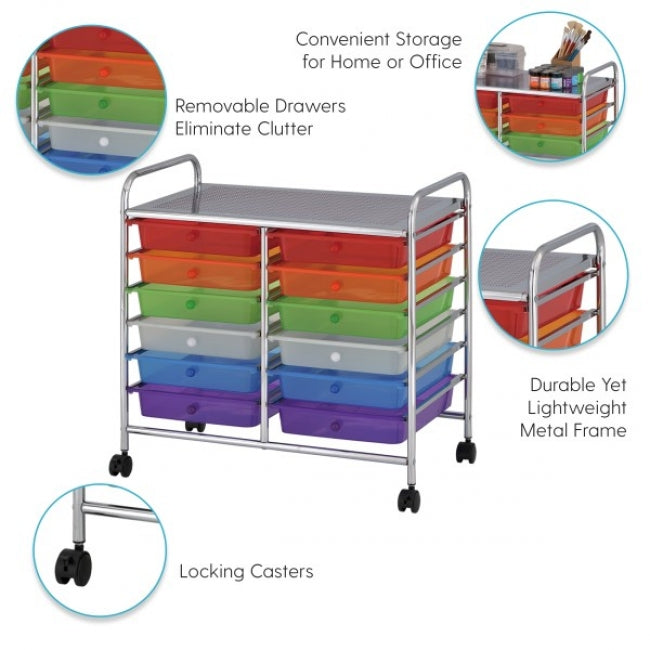 12-Drawer Rolling Storage Cart - Assorted
