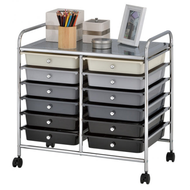 12-Drawer Rolling Storage Cart - Greyscale