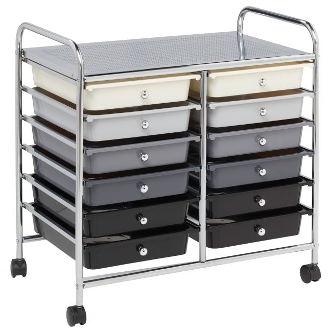 12-Drawer Rolling Storage Cart - Greyscale