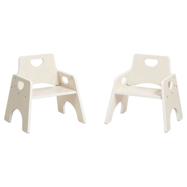Stackable Wooden Toddler Chair 8in 2-Pack - White Wash