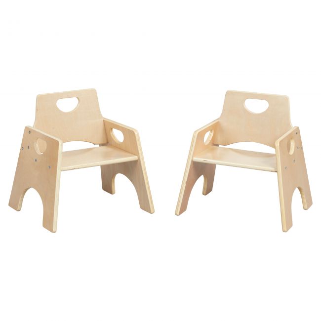 Stackable Wooden Toddler Chair 8in 2-Pack - Natural