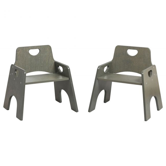 Stackable Wooden Toddler Chair 10in 2-Pack - Grey Wash