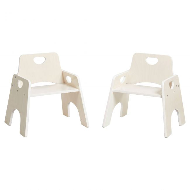 Stackable Wooden Toddler Chair 10in 2-Pack - White Wash