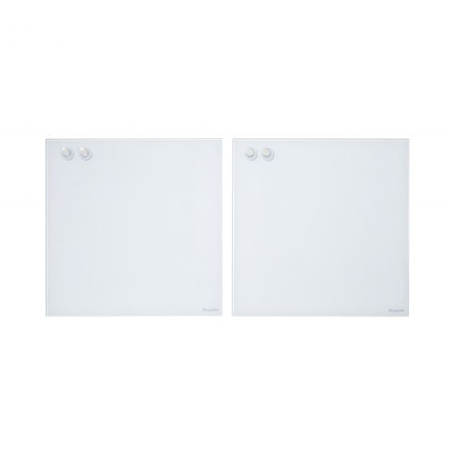 MessageStor 17.5in x 17.5in Glass Board and 4 Magnets Set 2-Pack - White