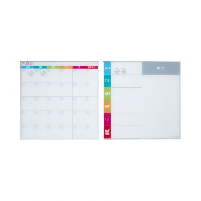 MessageStor 17.5in x 17.5in Glass Board and 4 Magnets Set 2-Pack Calendar - Assorted