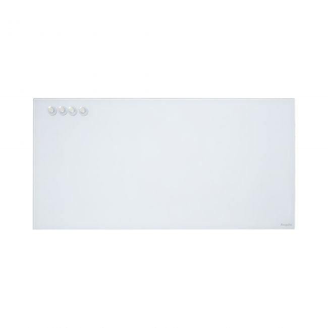 MessageStor 18in x 36in Glass Board and 4 Magnets Set - White
