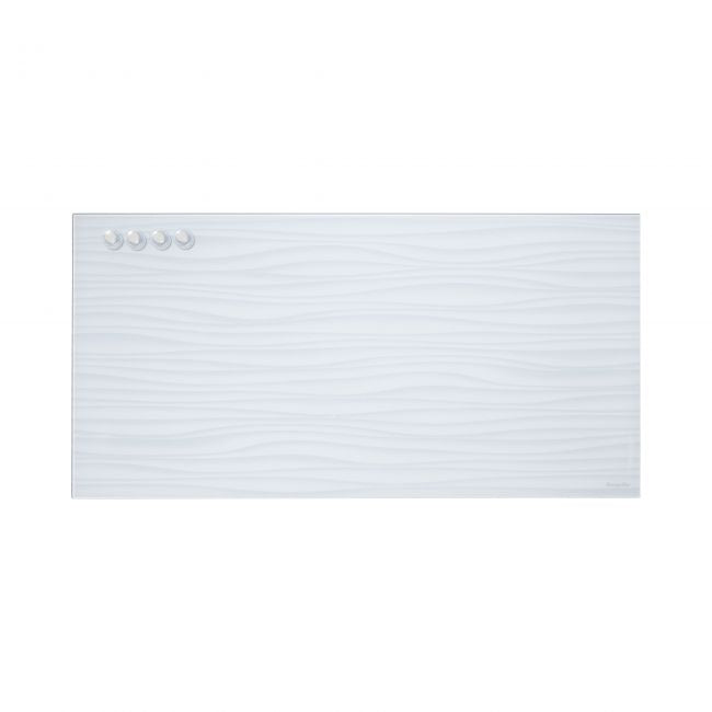 MessageStor 18in x 36in Glass Board and 4 Magnets Set - Waves