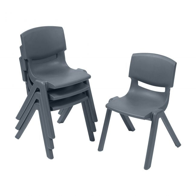 12in Plastic School Stack Chair 4-Pack - Grey