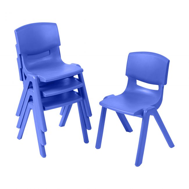14in Plastic School Stack Chair 4-Pack - Blue