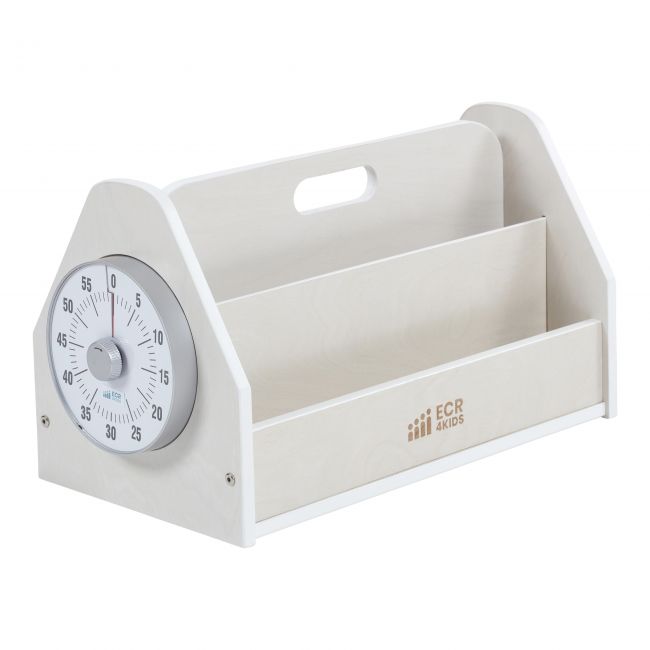 Double-Sided Book Rack with Timer - White Wash