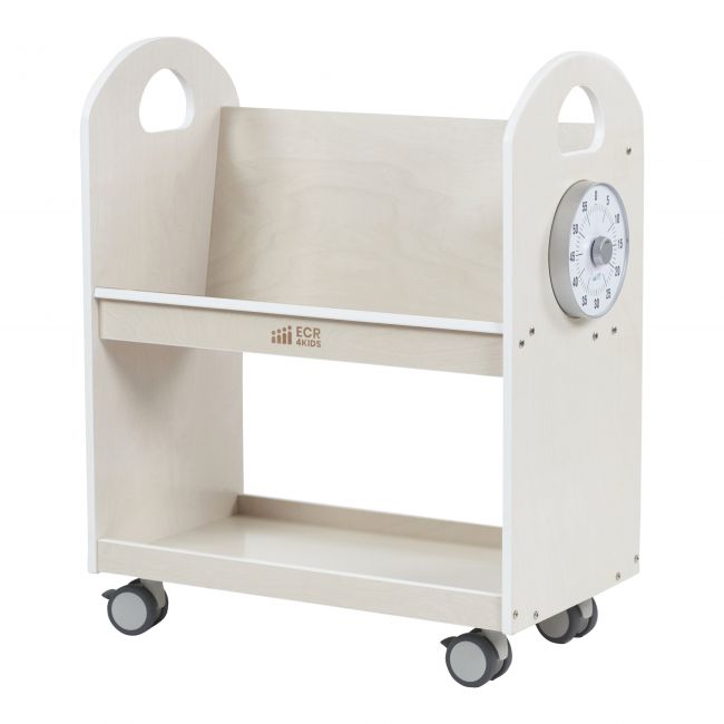 Mobile Book Cart with Countdown Timer - White Wash