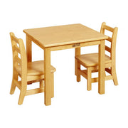 24in Square Hardwood Table with 20in Legs and Two 10in Chairs - Honey