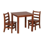24in Square Hardwood Table with 22in Legs and Two 12in Chairs - Dark Walnut
