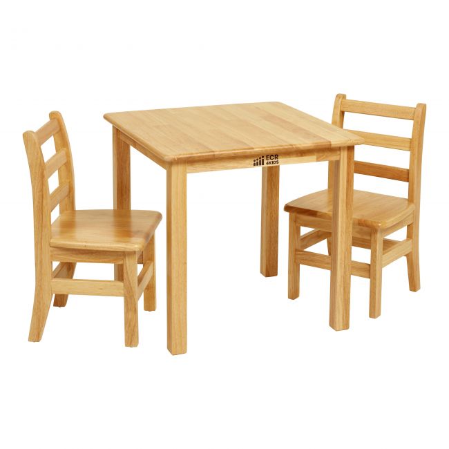 24in Square Hardwood Table with 22in Legs and Two 12in Chairs - Honey