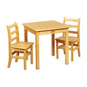 24in Square Hardwood Table with 24in Legs and Two 14in Chairs-Honey