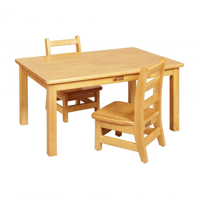 24in x 36in Rectangle Hardwood Table with 16in Legs and Two 8in Chairs-Honey
