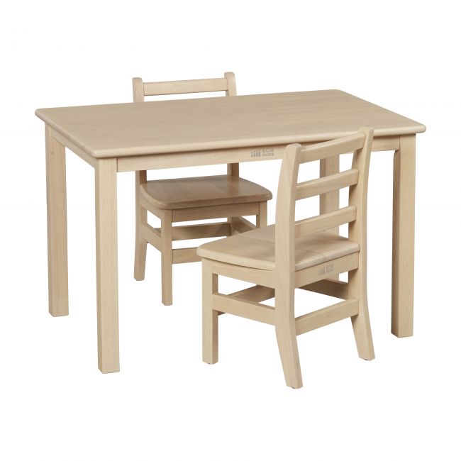 24in x 36in Rectangle Hardwood Table with 22in Legs and Two 12in Chairs - Antique White