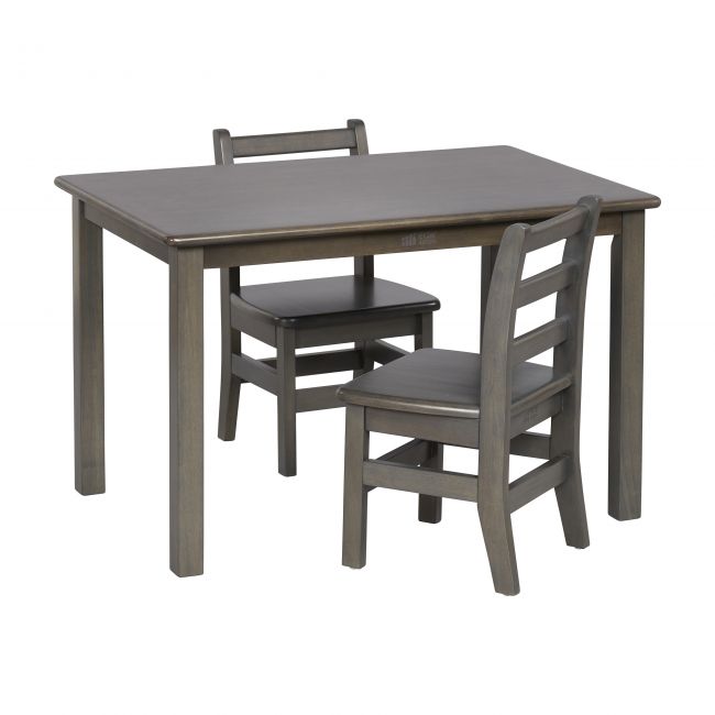 24in x 36in Rectangle Hardwood Table with 22in Legs and Two 12in Chairs - Grey Wash