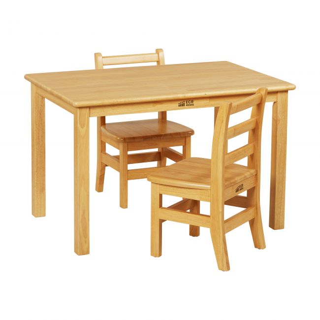 24in x 36in Rectangle Hardwood Table with 22in Legs and Two 12in Chairs - Honey